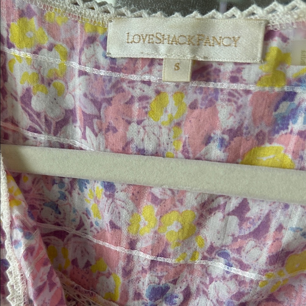 LoveShackFancy Colorful Floral Ruffle Mini Dress Size Small - Picture 3 of 9